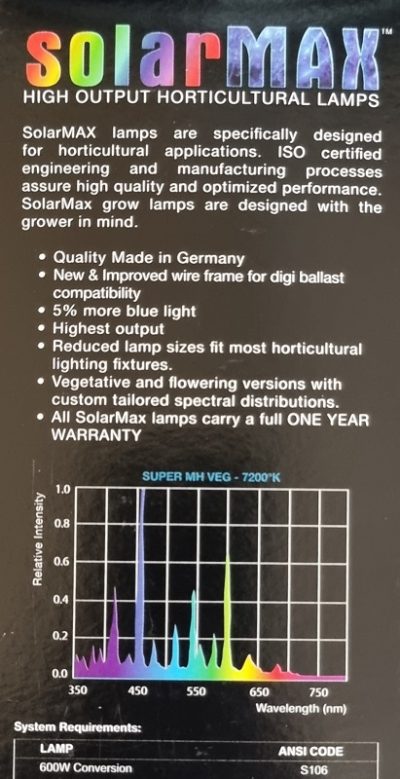 SolarMAX 600w Metal Halide Lamp | Bulb - Image 2