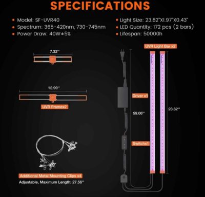 Spider Farmer 40W UV & IR LED Grow Light Bar - Image 4